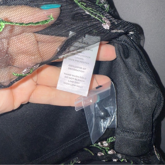 Lulu's Black and White Fit and Flare Puff Sleeve Dress - Picture 5 of 6